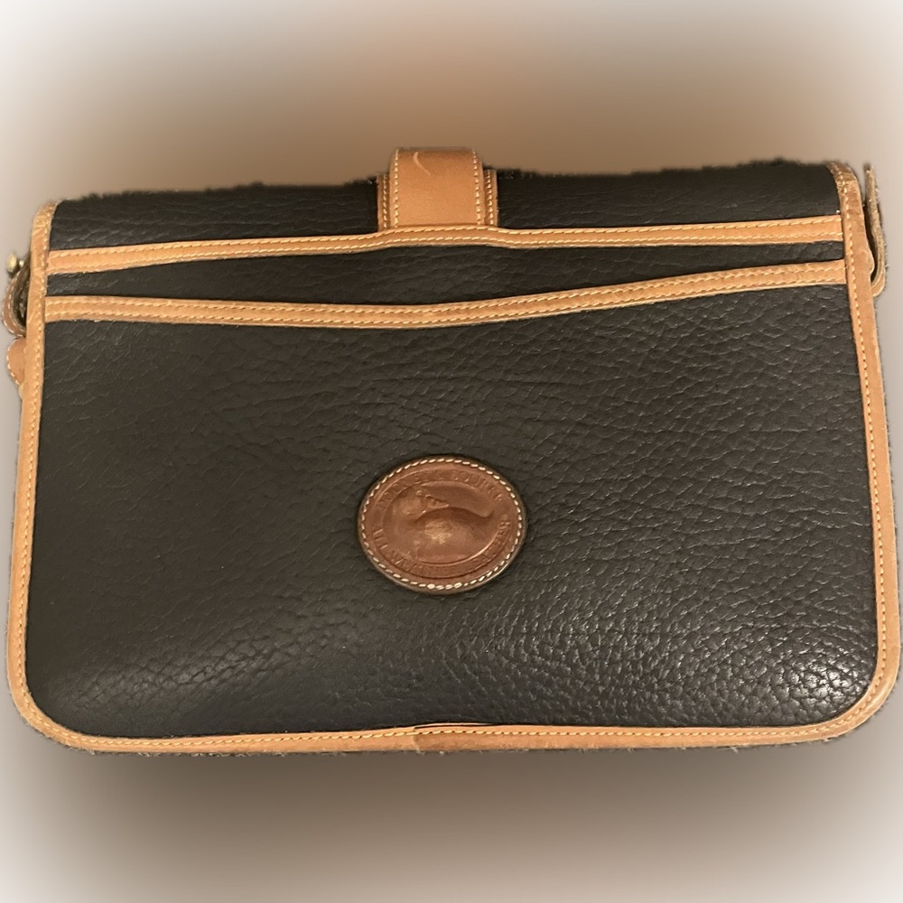 Dooney & Bourke Black and Tan Vintage Leather Crossbody Bag